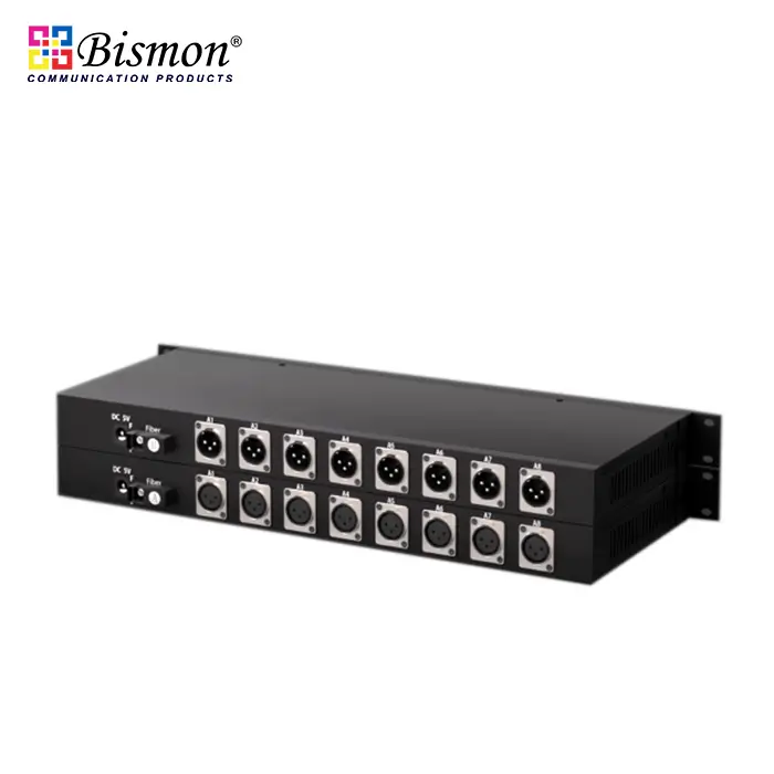 8 Ch Audio XLR 19inch Rack mount to fiber optic Single-mode 20km